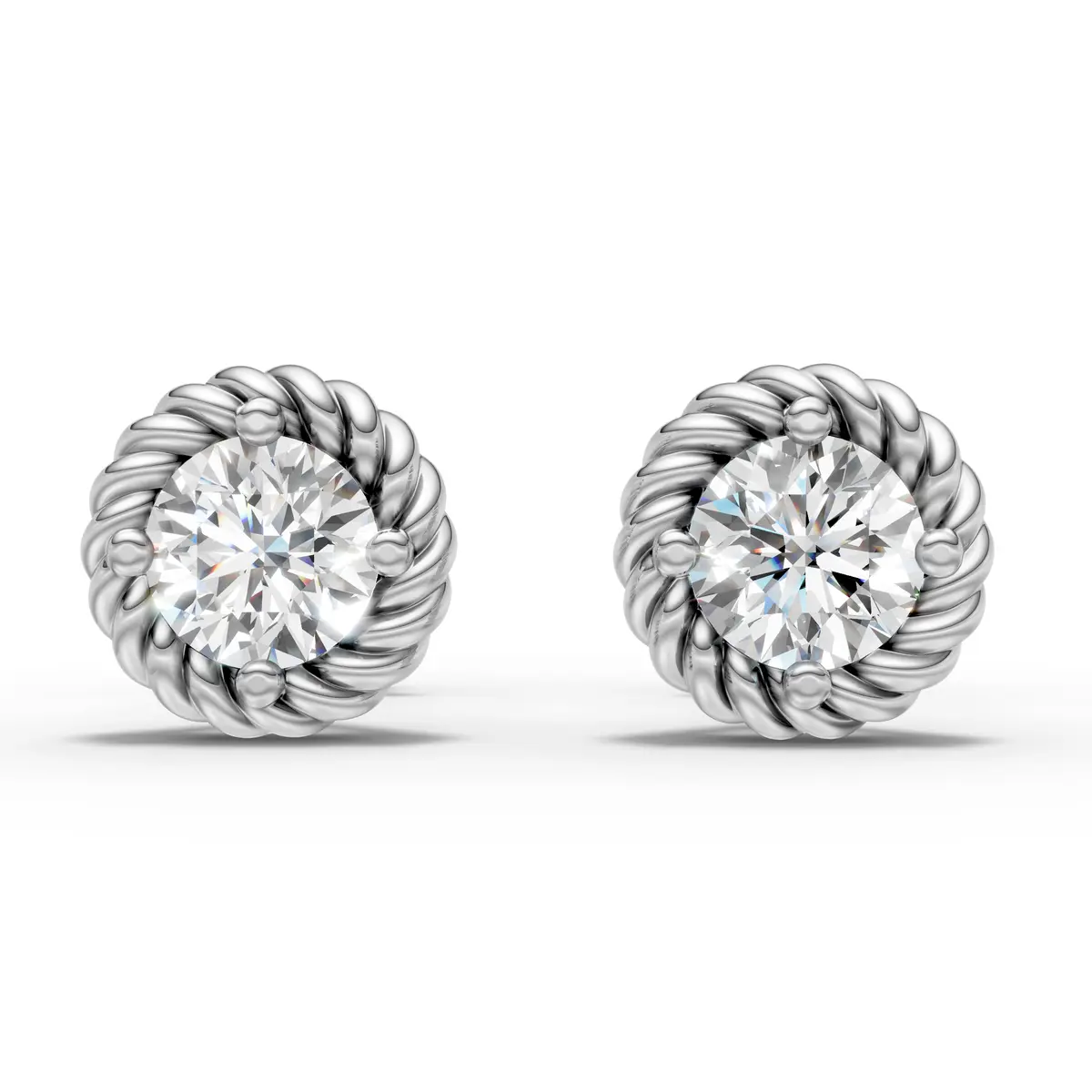 Classic Diamond Rope Stud Earrings